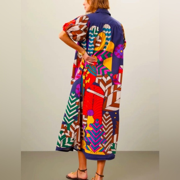 CAROLINA K Geometric Cotton Button Front
Valerie Pleated Kaftan Gown Dre… - Picture 3 of 12